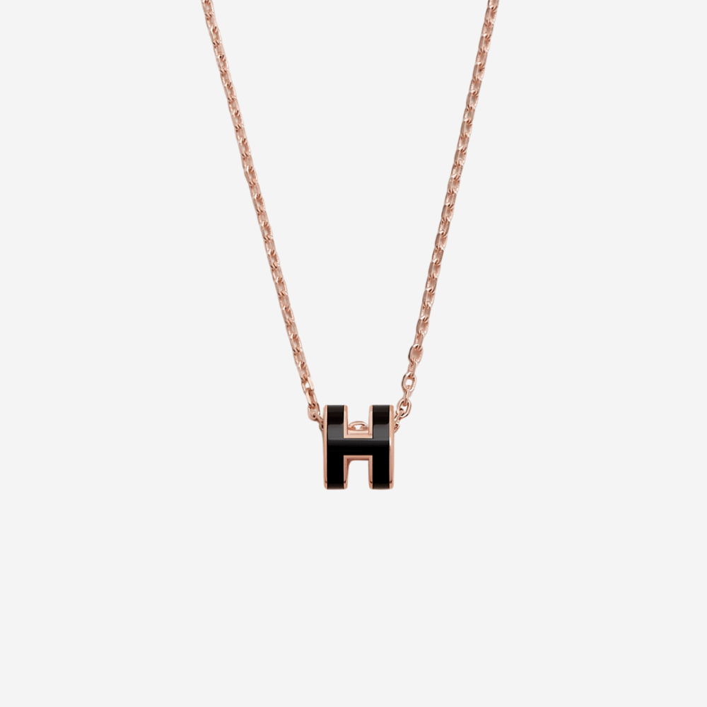 Mini Pop H Necklace Rghw Black Noir