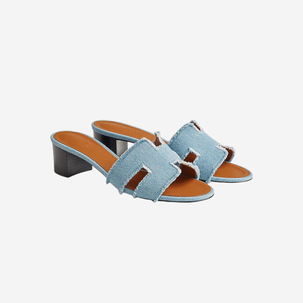 Oasis 50 Denim Fringe Sandals Bleu Clair