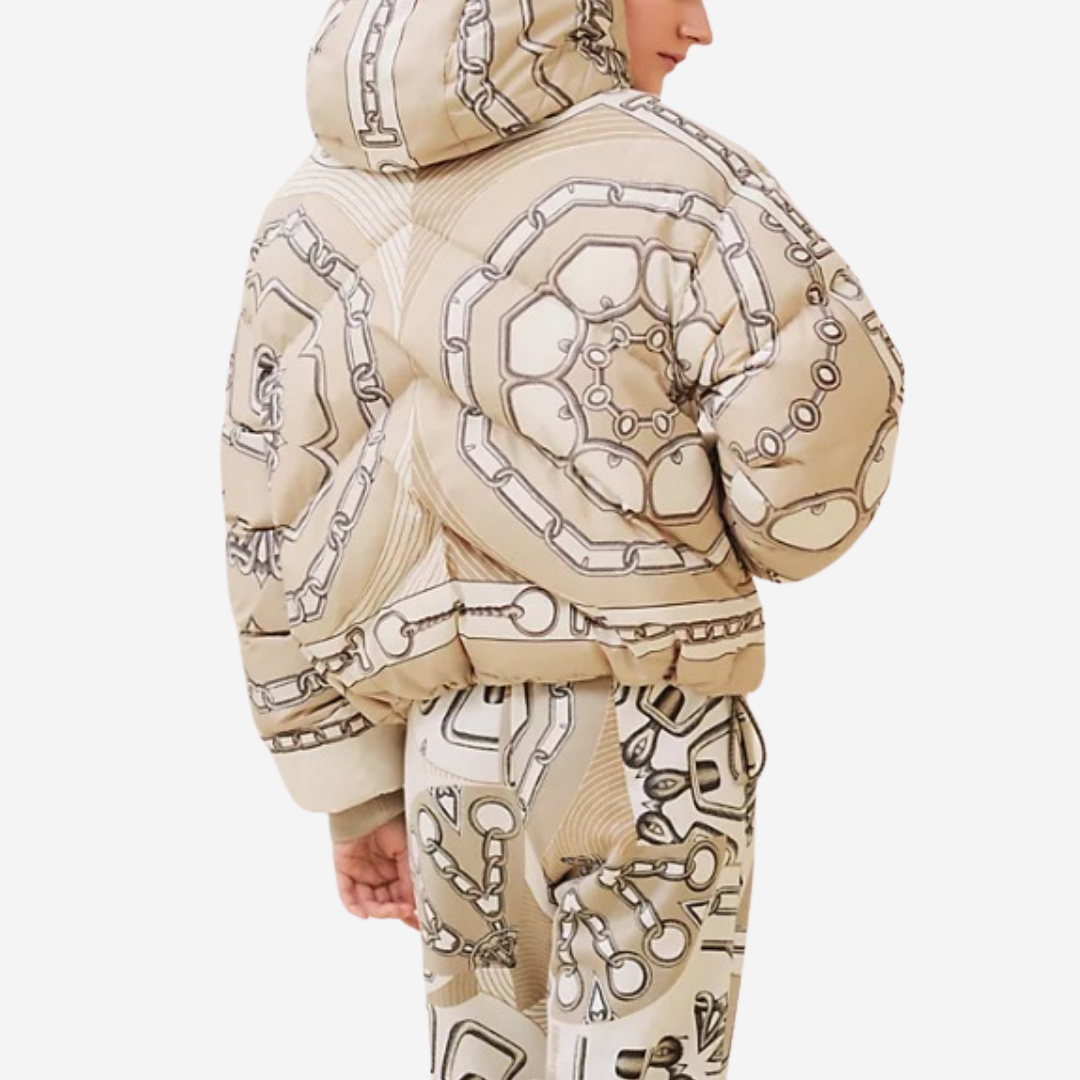 CLS H Effet Kaleidoscope Reversible Short Puffer Coat Size 34 (1)