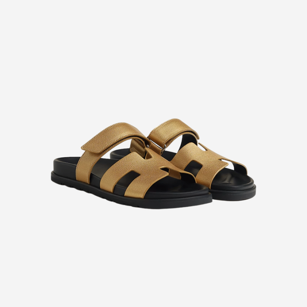 Chypre Doré Grained Metallic Finish Sandals Gold