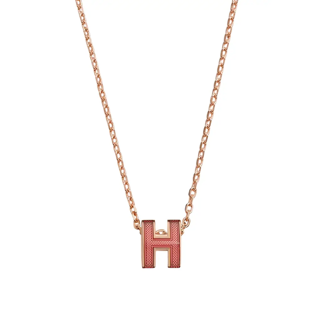 Mini Pop H pendant NecklaceRose Azalée Transparent