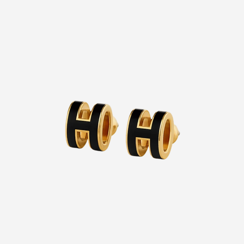 Mini Pop H Earrings, Noir GHW