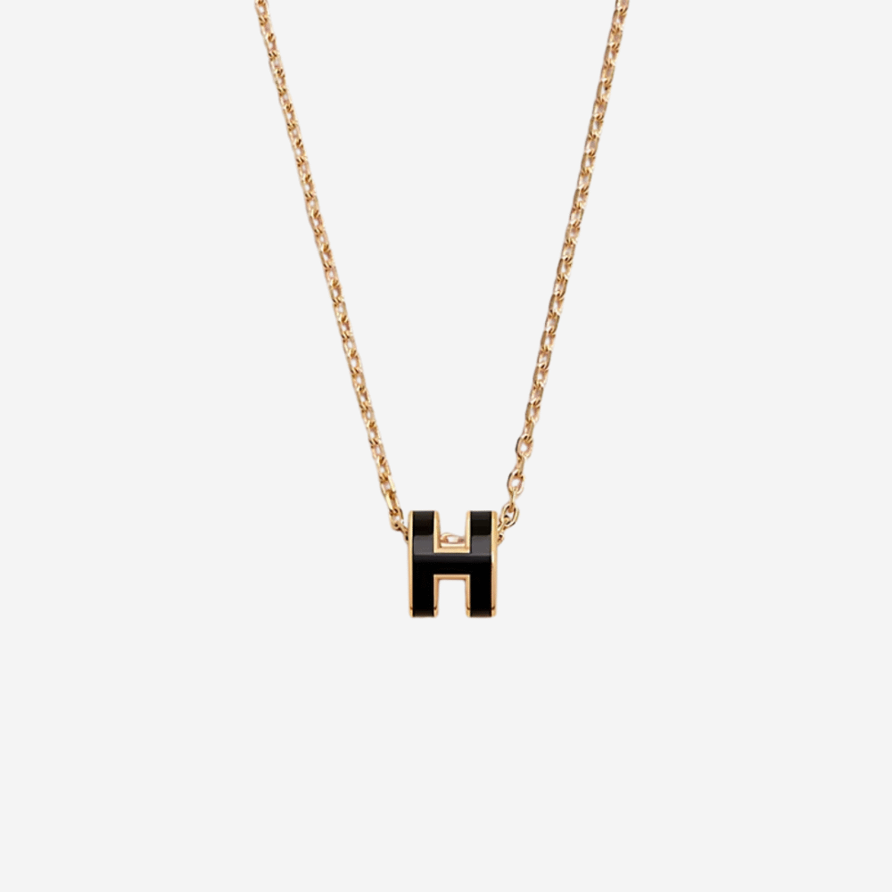 Mini Pop H Pendant Necklace, Noir GHW