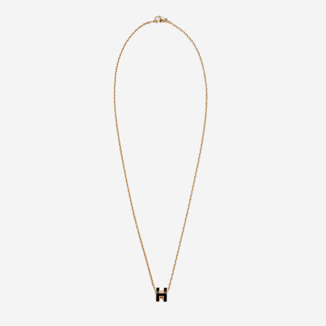 CLS Mini Pop H pendant Necklace Noir GHW (2)