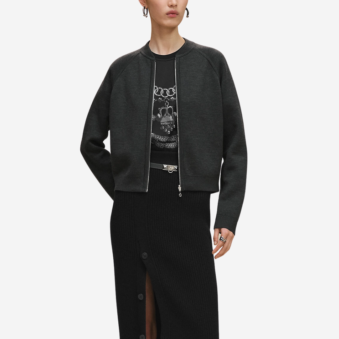 H en Biais long-sleeve reversible cardigan, gris volcanique(1)