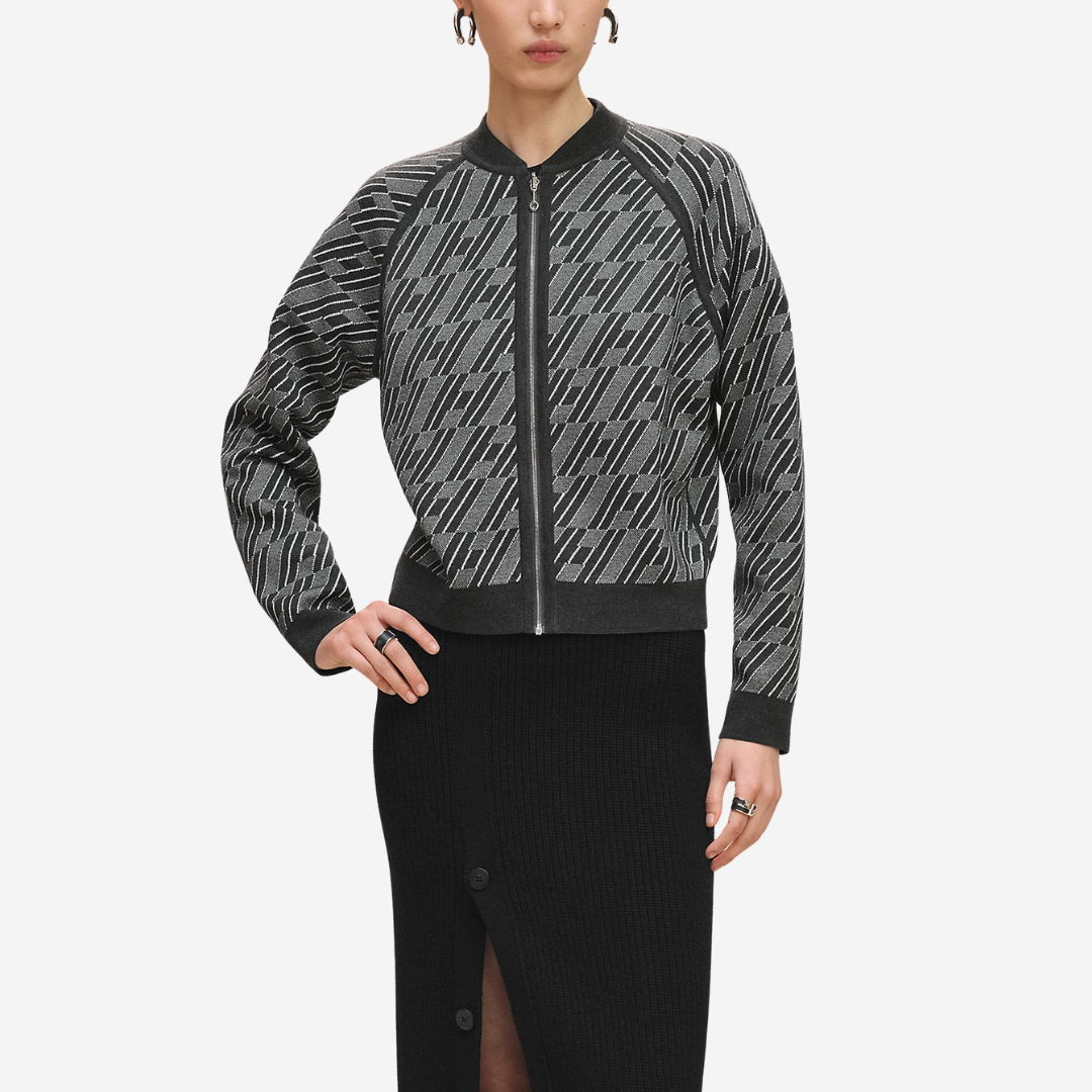 H en Biais long-sleeve reversible cardigan, gris volcanique(2)