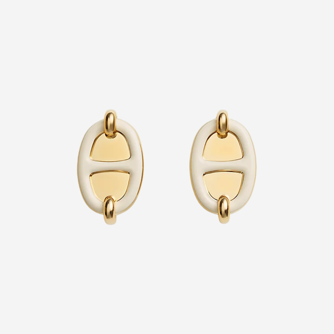 Mini Maillon Earrings, Créme GHW