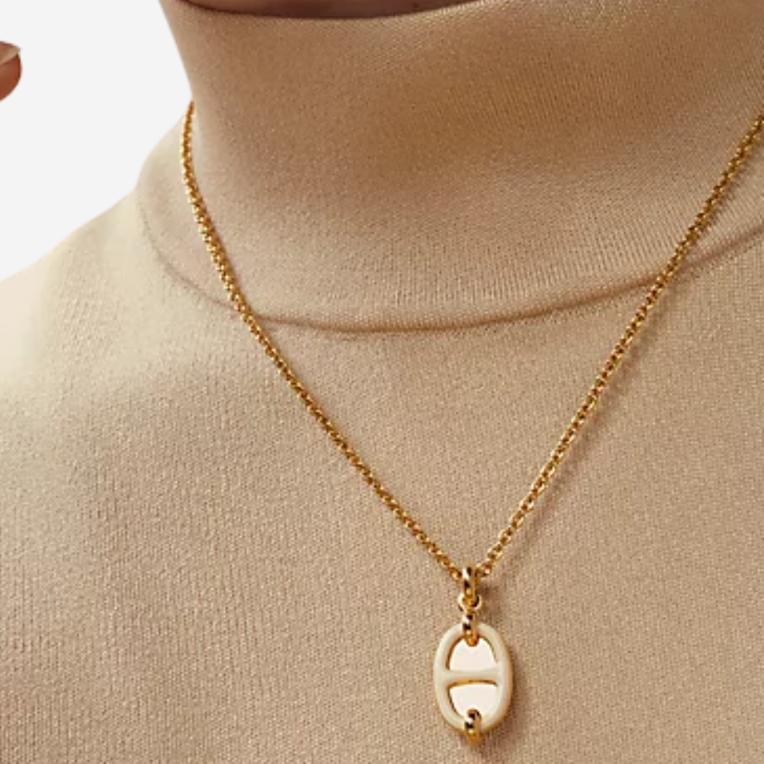 Mini Maillon Necklace, Crème GHW