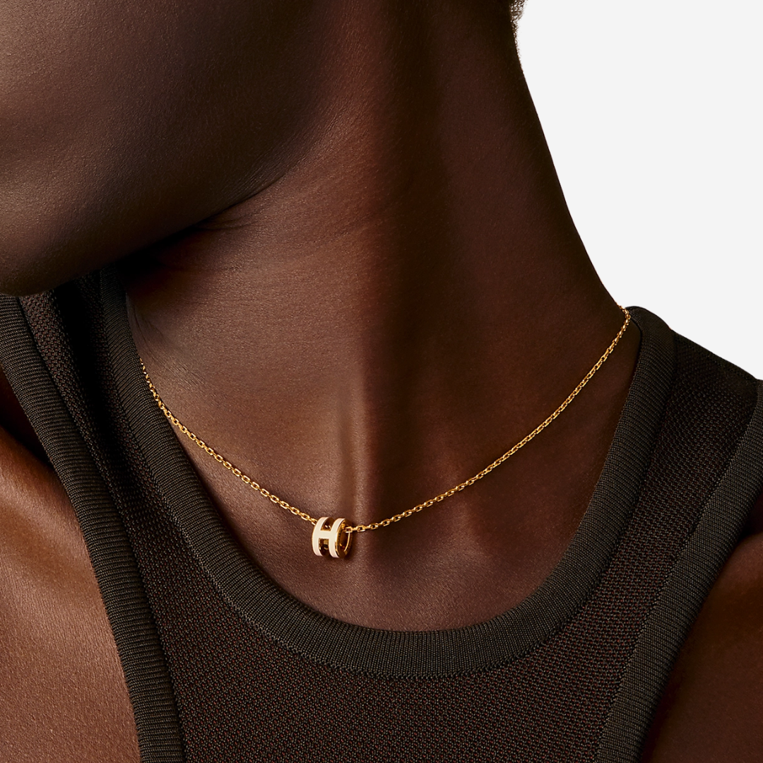 Mini Pop H pendant Necklace Rose Dragée GHW(3)