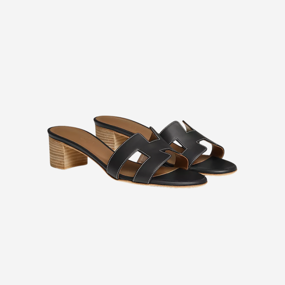 Oasis 50 Calfskin Sandals, Black