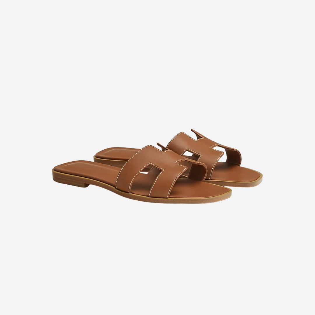 Oran Box Calfskin Sandals Gold (2)