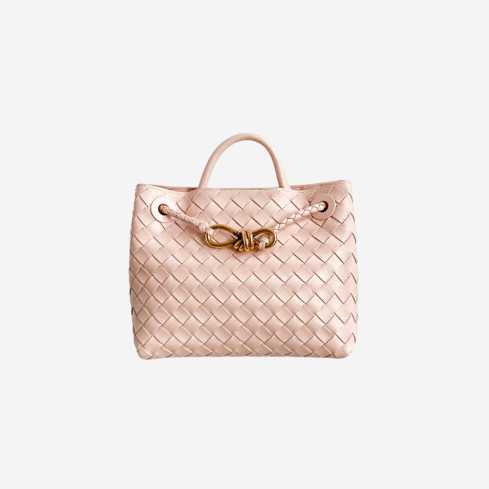 Bottega Veneta Andiamo Small Leather Top Handle Bag Lotus Pink