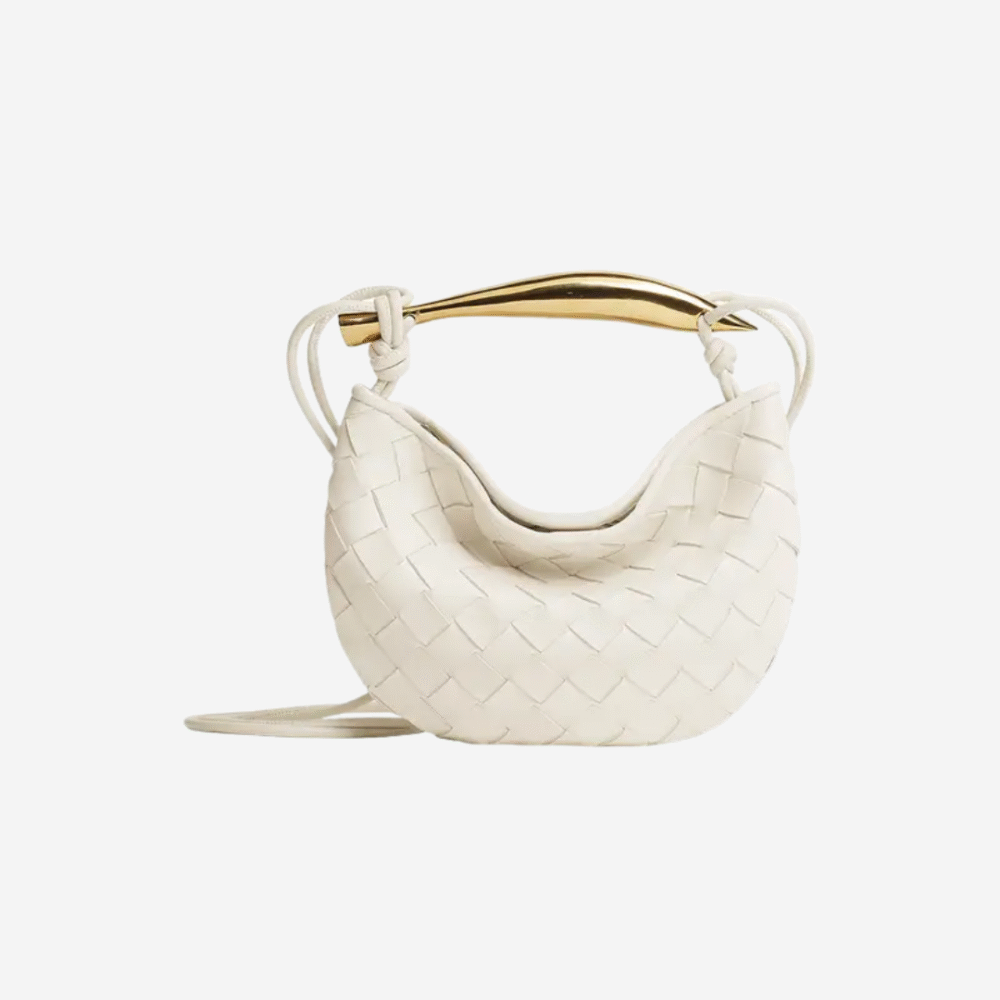 BOTTEGA VENETA Mini Sardine Crossbody Bag Leather Chalk