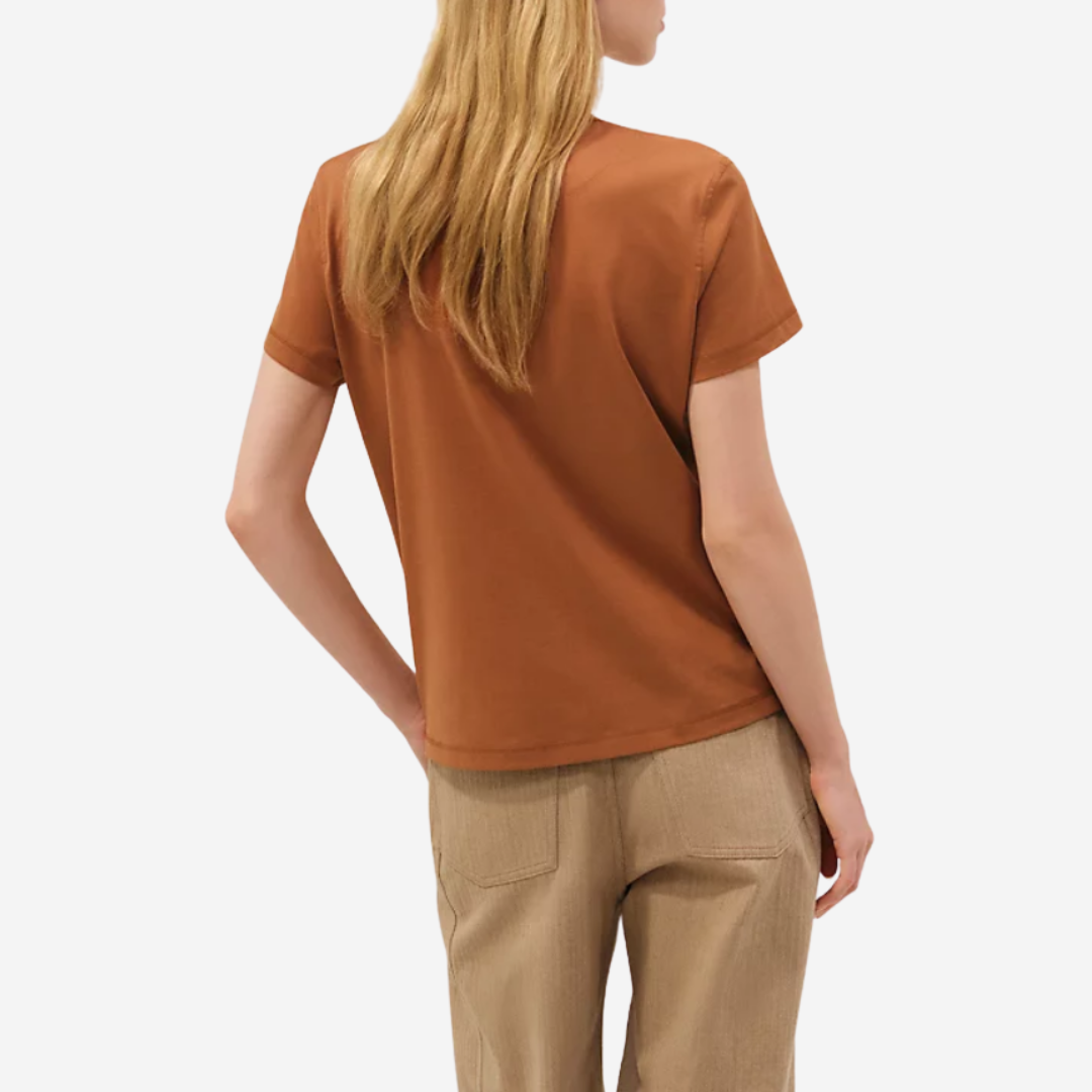 CLS Embroidered pocket t-shirt Marron Fauve (1)