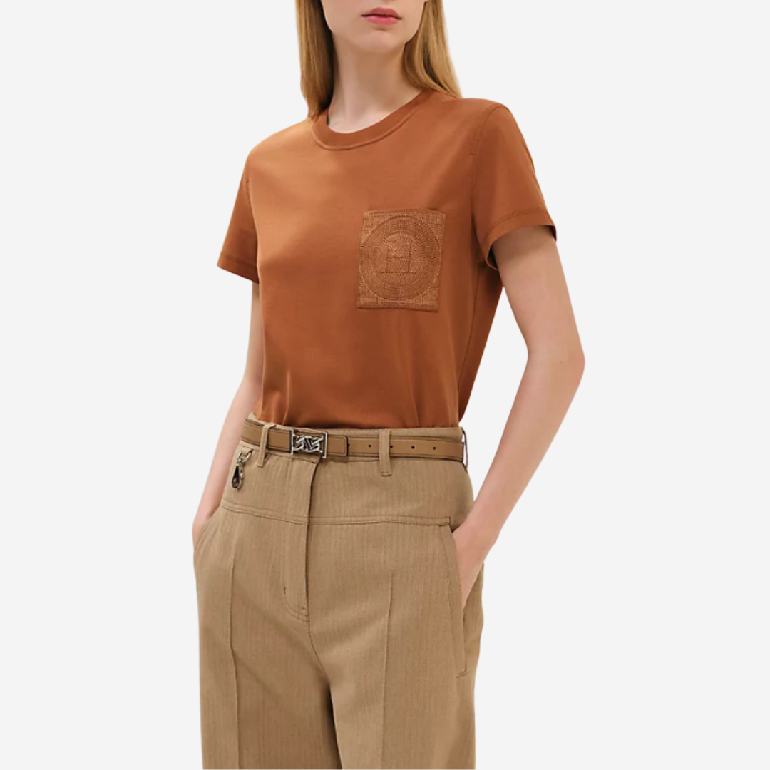 CLS Embroidered pocket t-shirt Marron Fauve