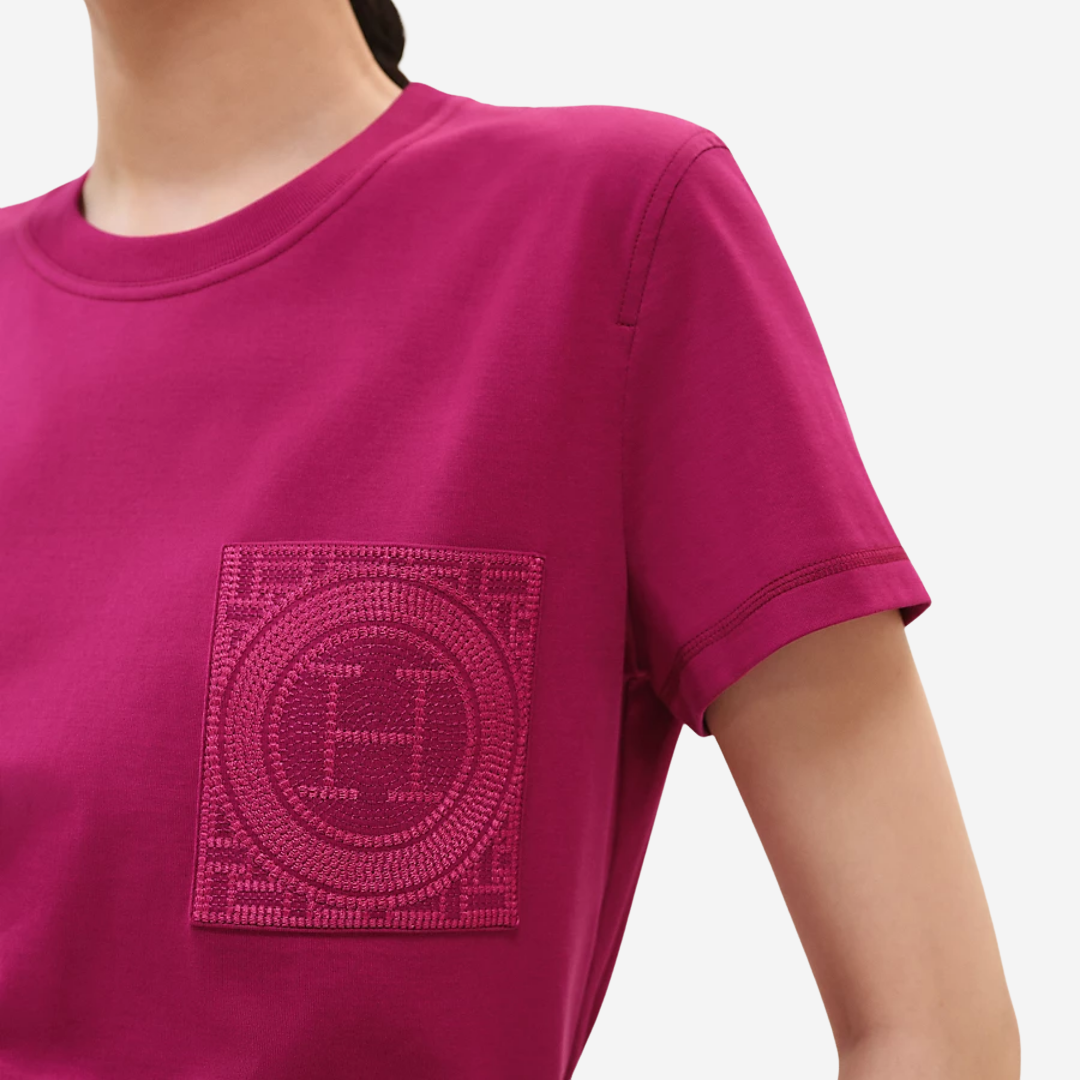 CLS Embroidered pocket t-shirt Rose Bougainvillier (1)