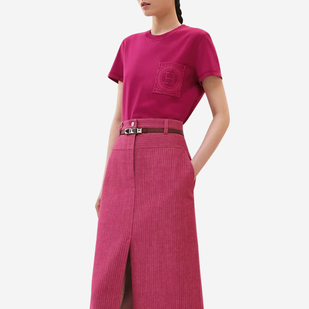 CLS Embroidered pocket t-shirt Rose Bougainvillier