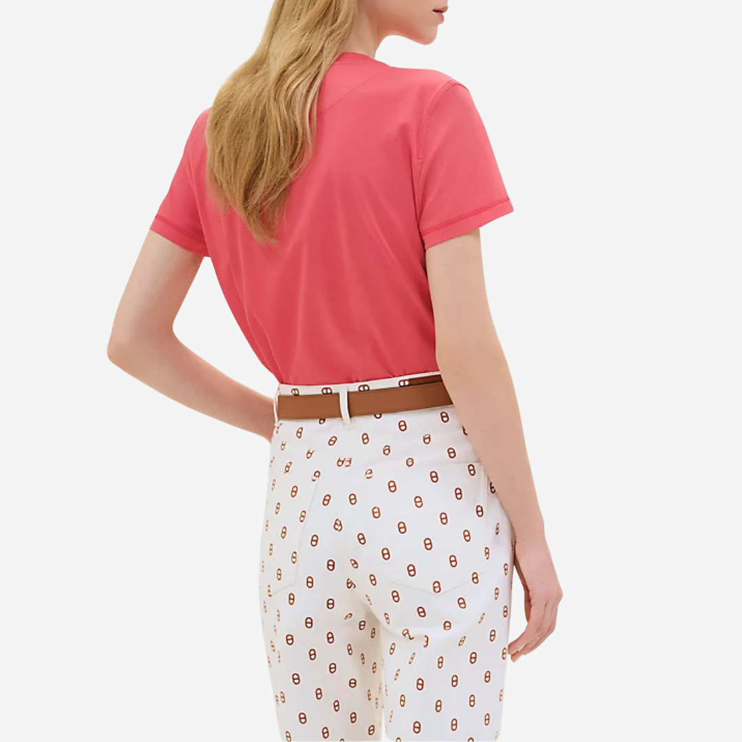 CLS Embroidered pocket t-shirt Rose Vermillon (1)