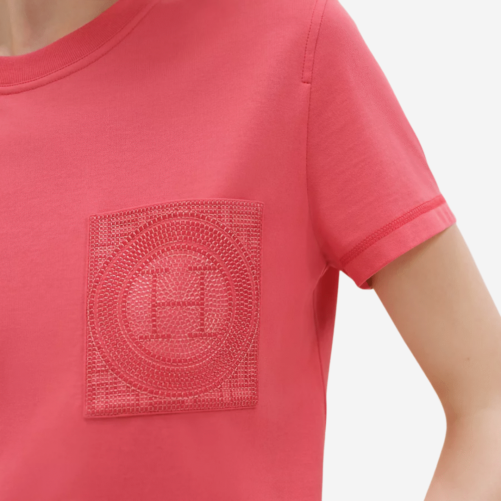 Hermès Embroidered Pocket T-shirt Rose Vermillon
