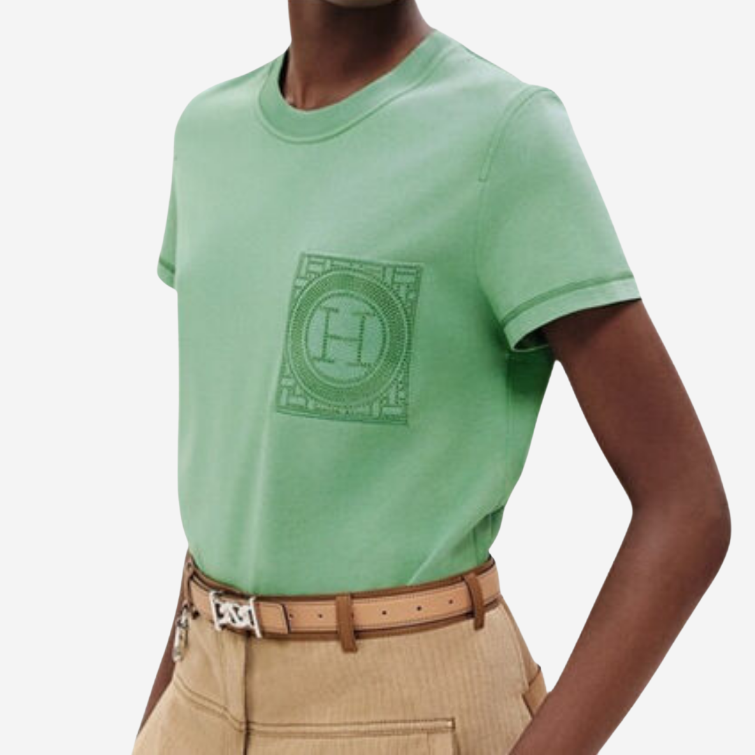 CLS Embroidered pocket t-shirt Vert Opaline (1)