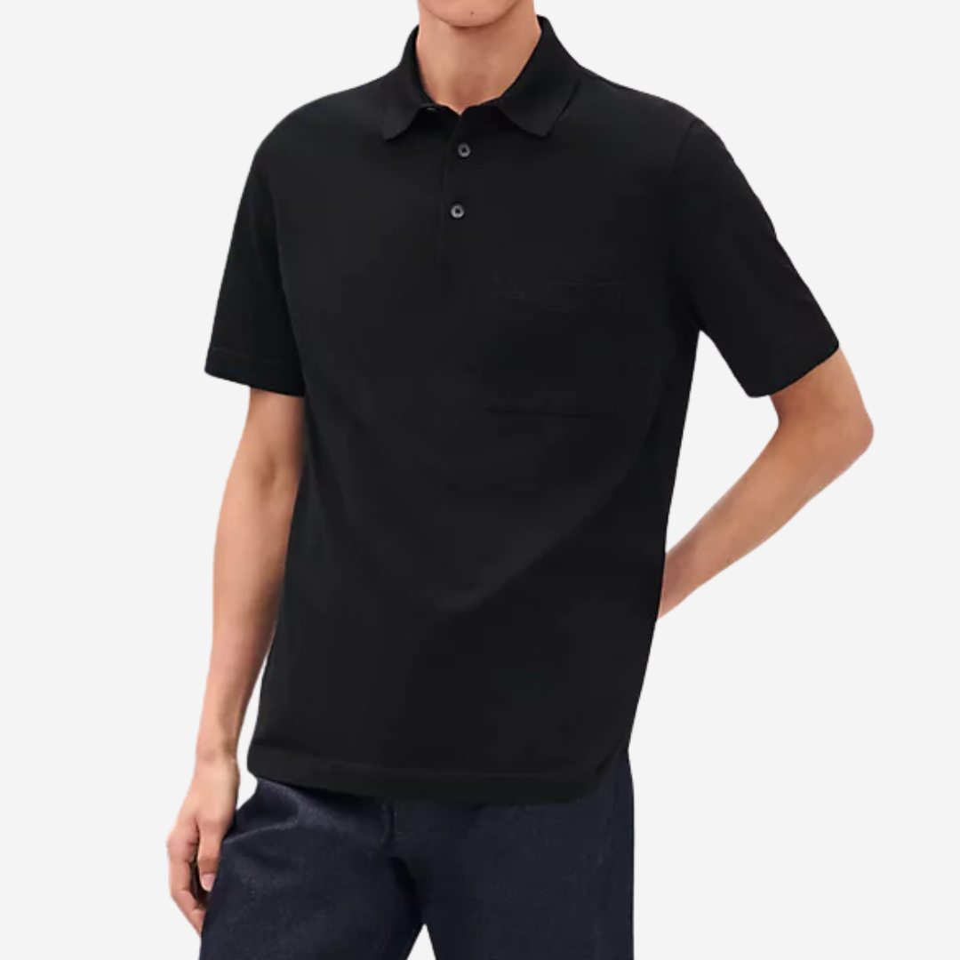 CLS H embroidered buttoned polo shirt Noir
