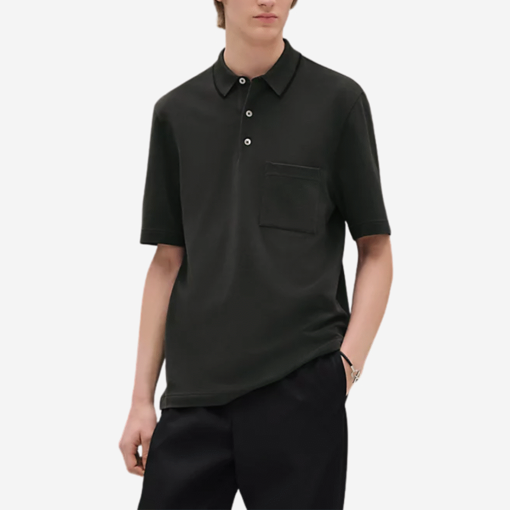 “Piqures sellier” Polo Shirt Vert Chrome