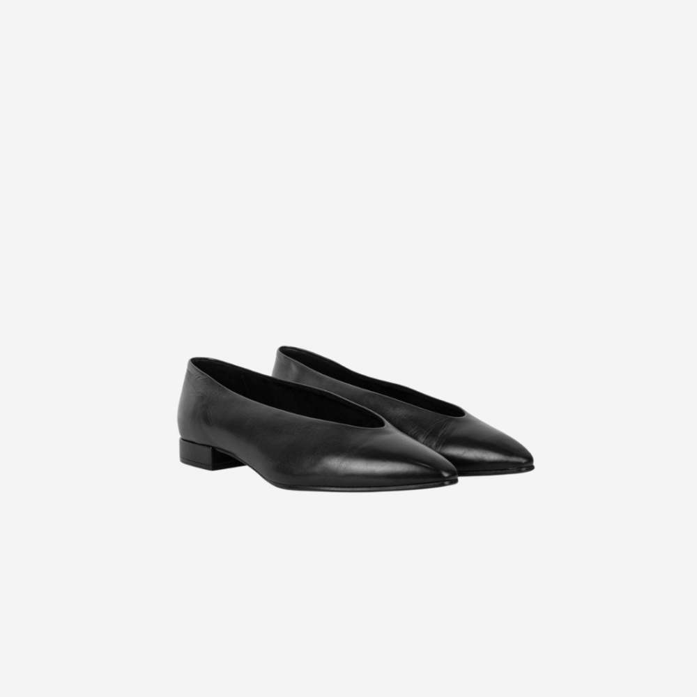 Loro Piana Rebecca Ballet Flat In Black Calfskin