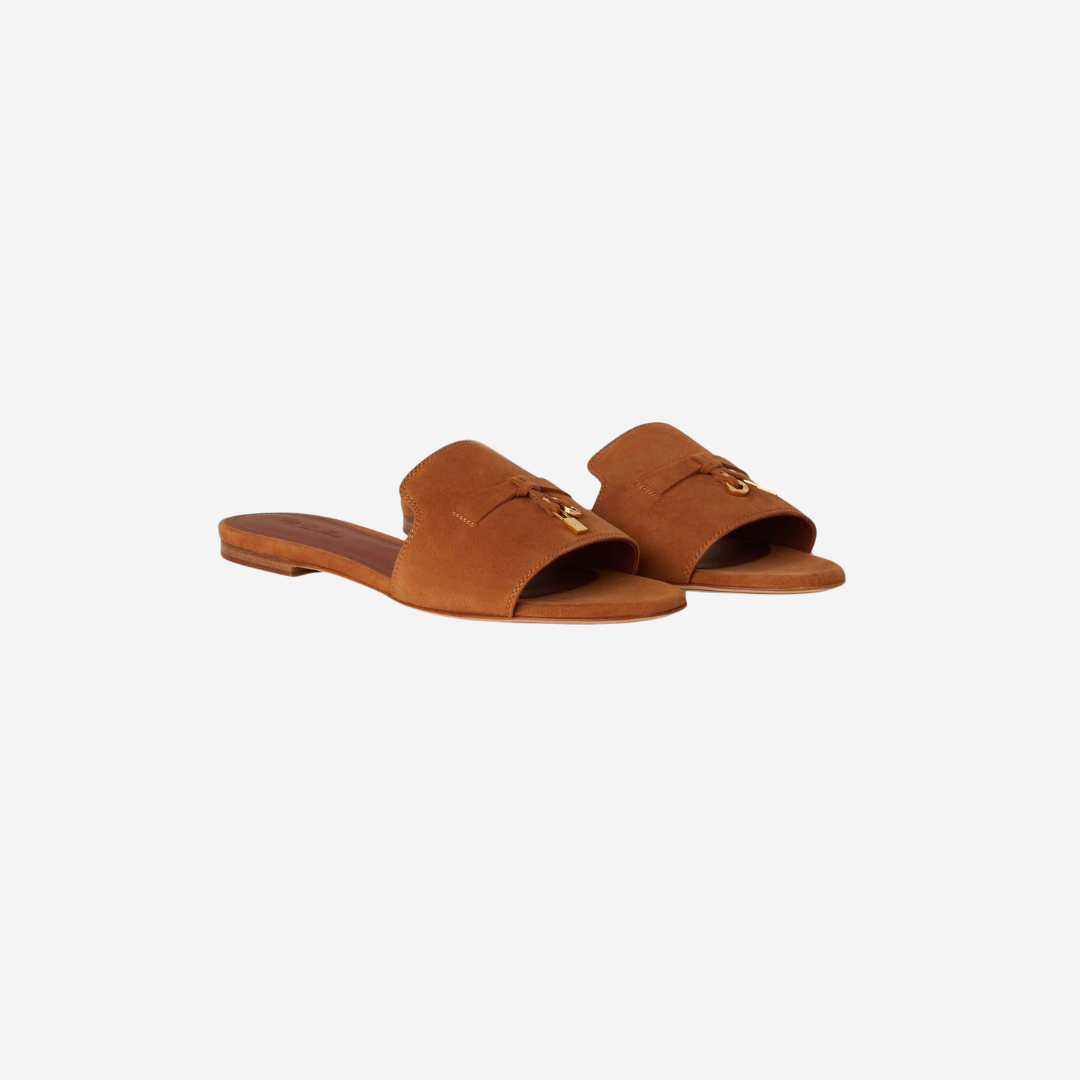 Loro Piana Summer Charms Suede Slide Sandals Wot