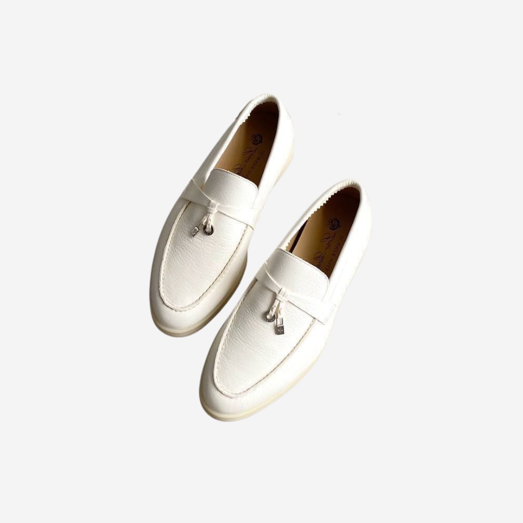 Loro Piana Summer Charms Walk Loafers Deerskin Leather White (1)