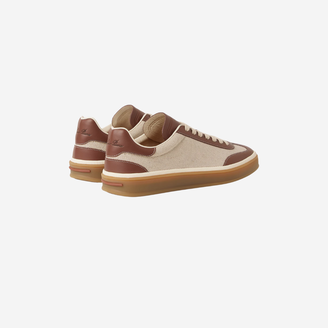 Loro Piana Tennis Walk Sneaker in NaturalCaramel Sugar Suede Calf Split, Linen (1)