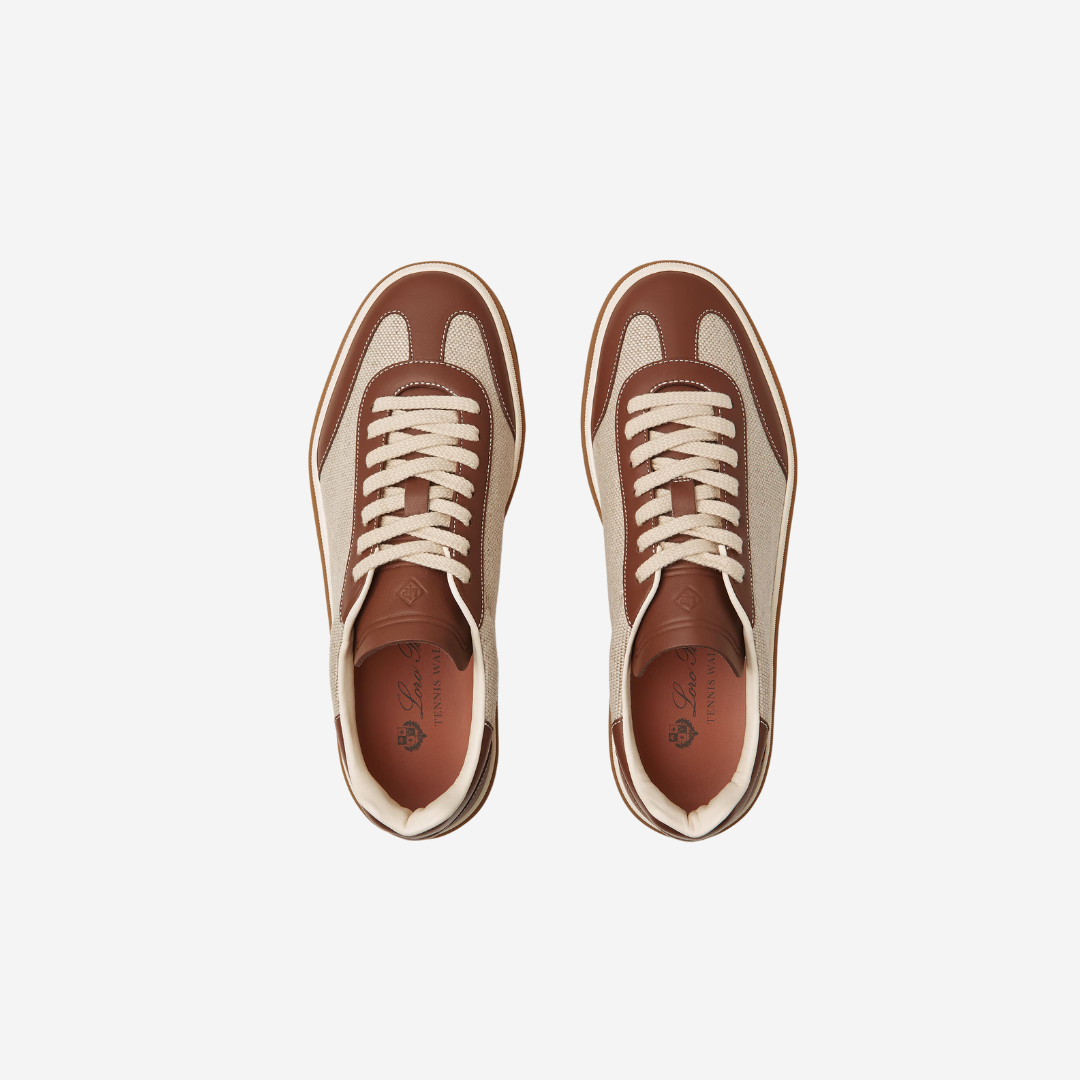 Loro Piana Tennis Walk Sneaker in NaturalCaramel Sugar Suede Calf Split, Linen (2)