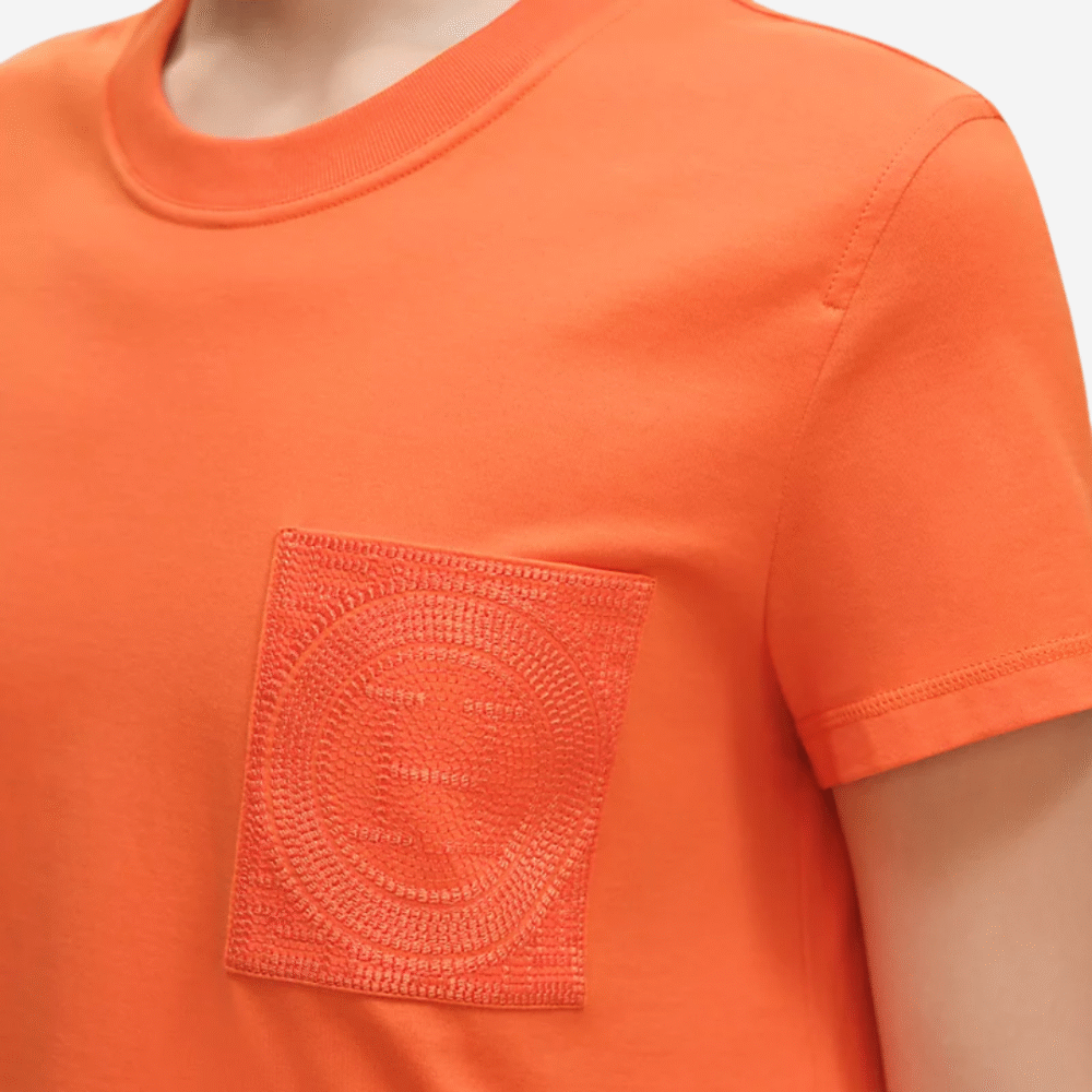 Embroidered Pocket T-shirt Orange