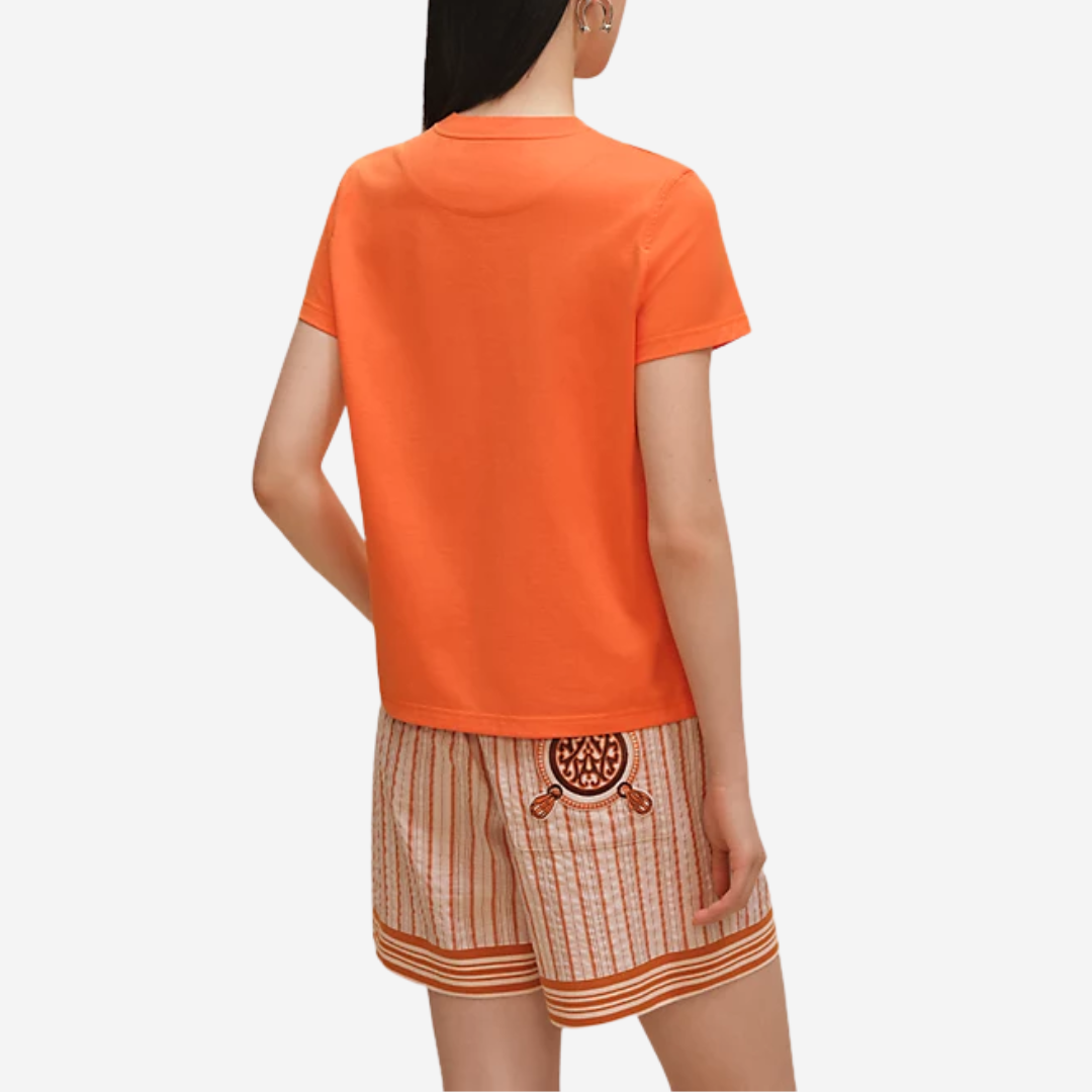 VOI Embroidered pocket t-shirt Orange Pop