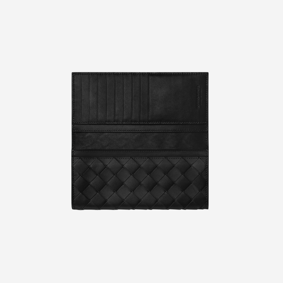 BOTTEGA VENETA Intrecciato Long Wallet Black (1)