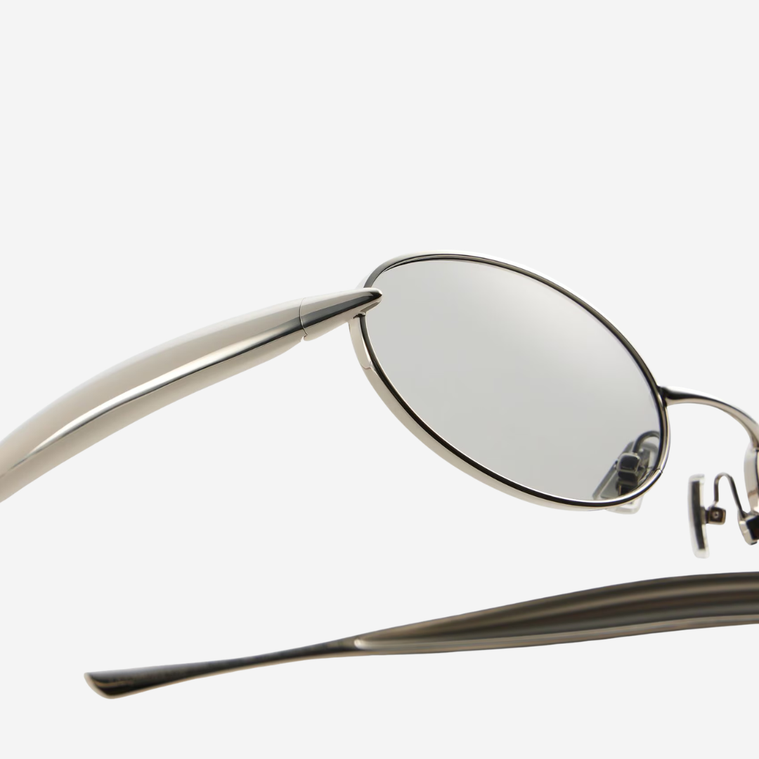 BOTTEGA VENETA Sardine Oval Sunglasses in Silvergrey (1)