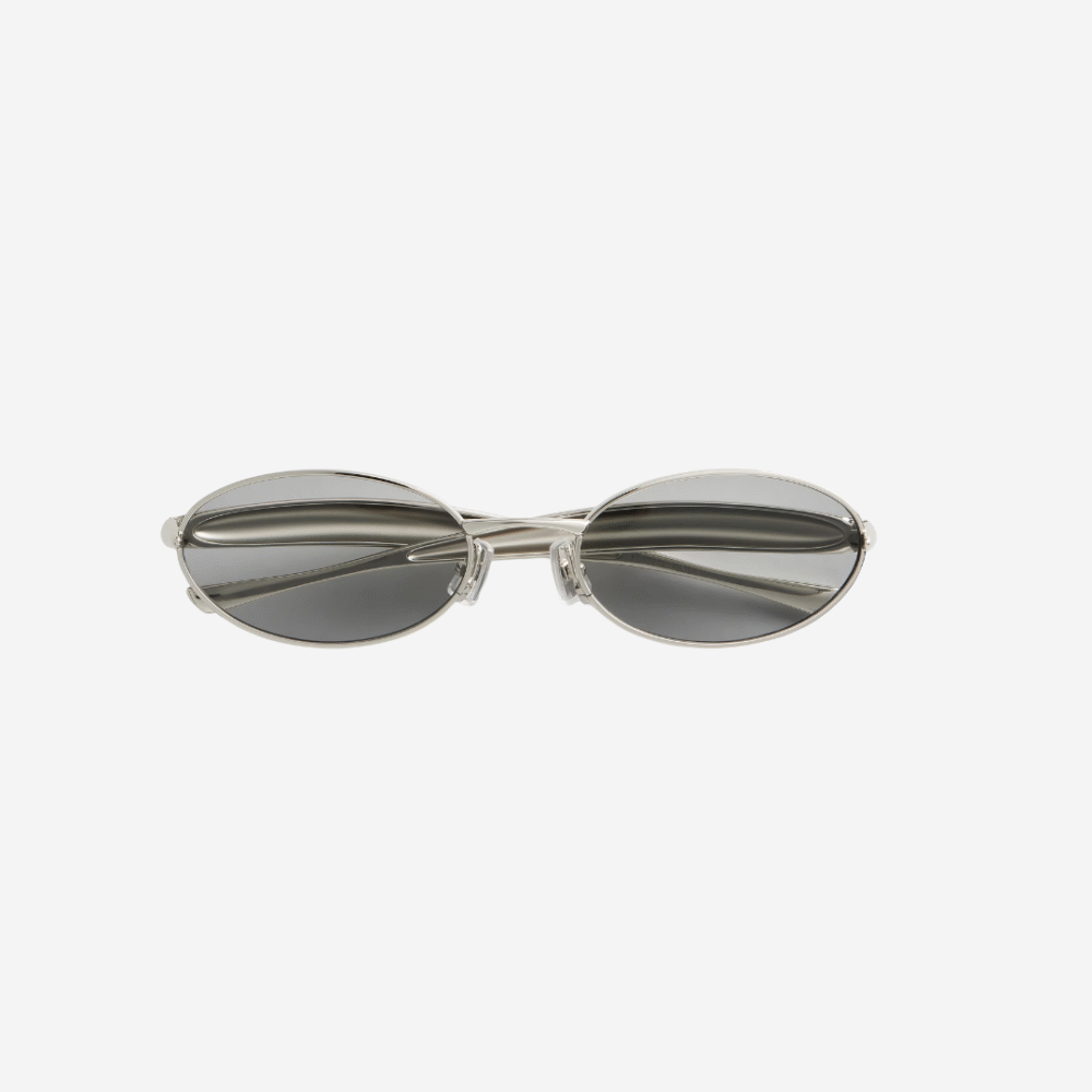 BOTTEGA VENETA Sardine Oval Sunglasses in Silver/grey