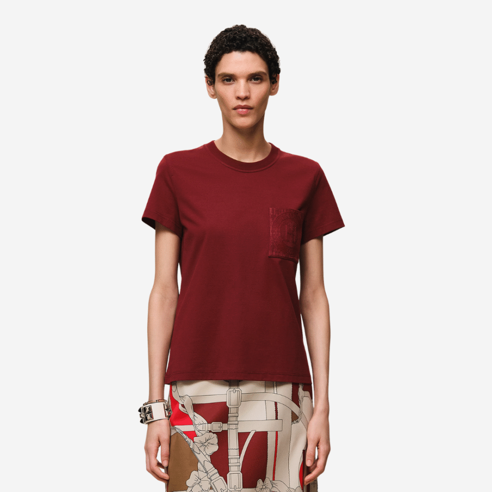 Embroidered pocket t-shirt Rouge Carmin