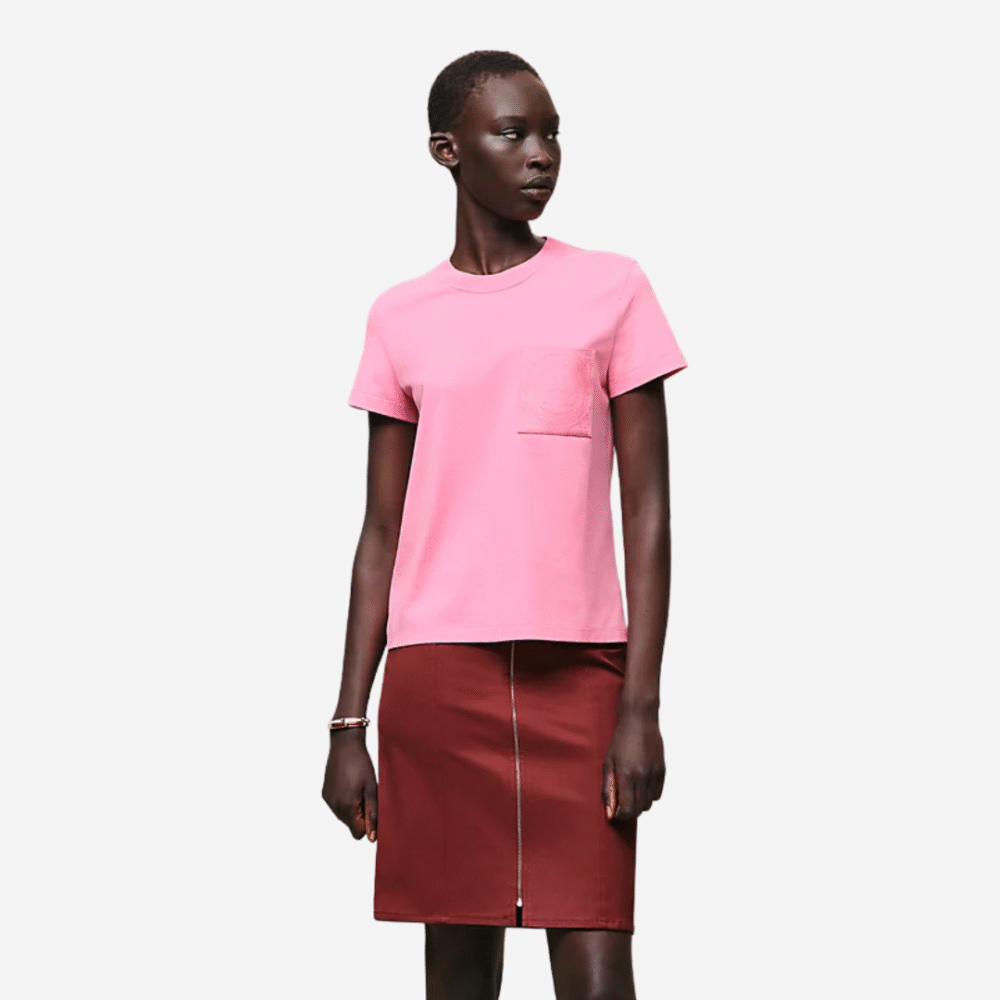 Embroidered pocket t-shirt Rose Bonbon