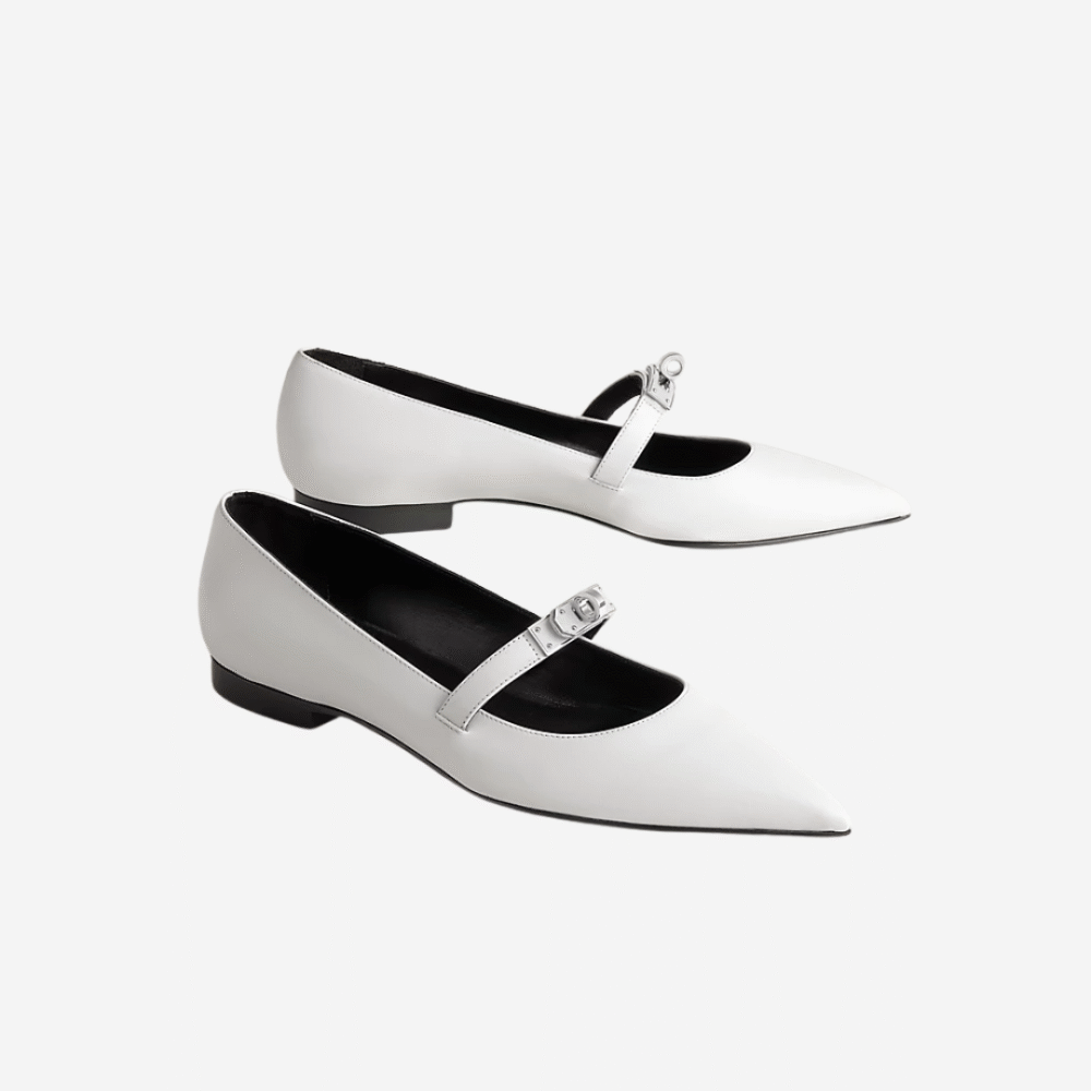 Kelly Ballet Flat PHW, Gris Clair