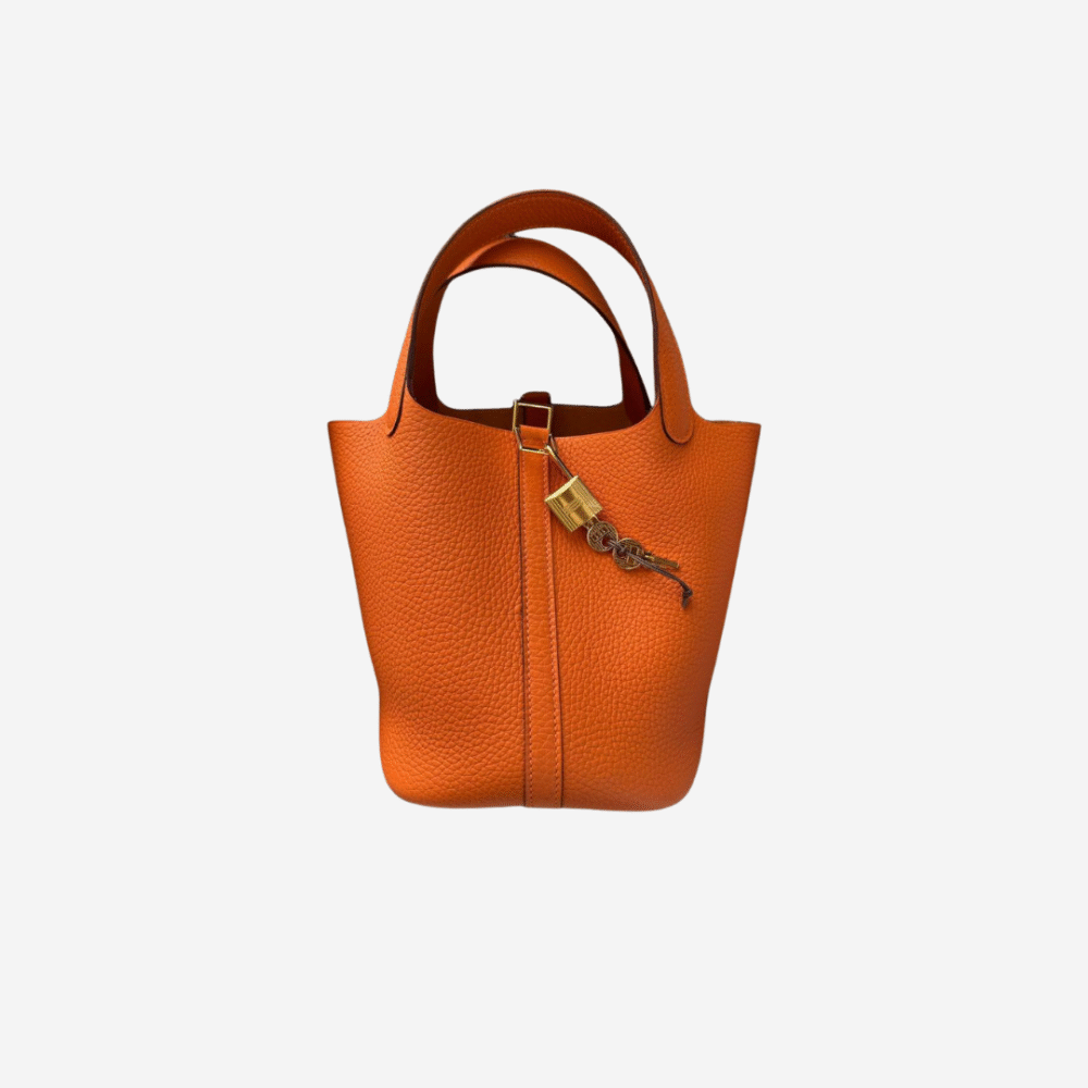 Picotin Lock 18 Orange Clemence Gold Hardware