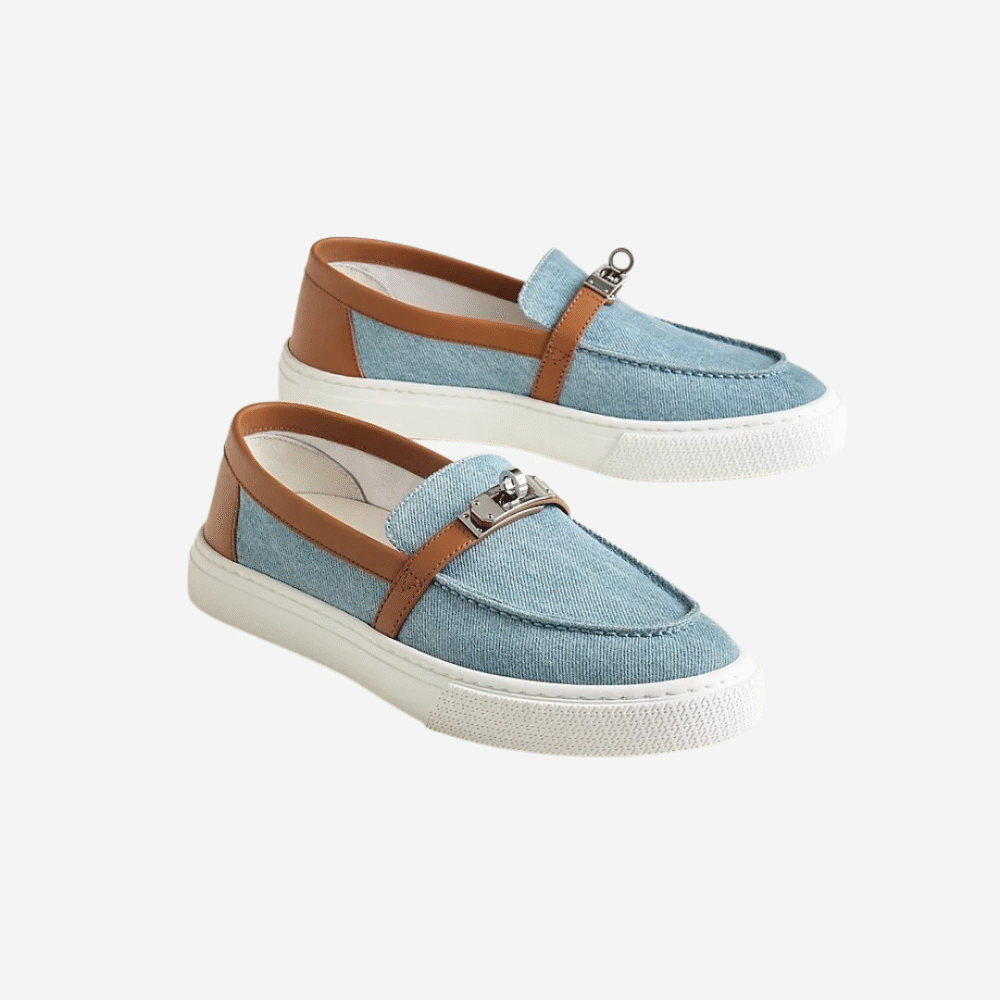 Game Slip-On Loafers, Denim Bleu Clair / Gold PHW