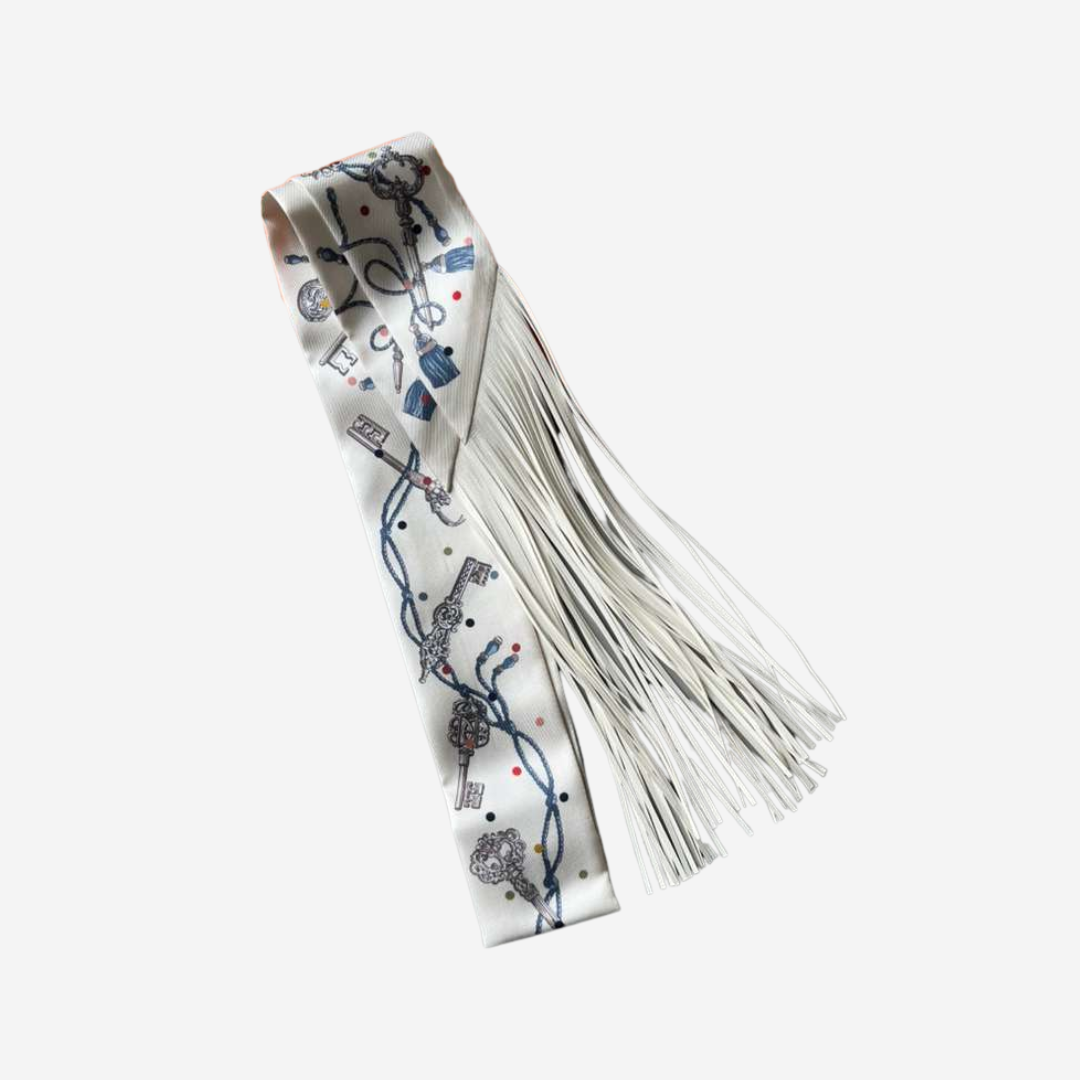 CLS Jumping leather fringes Twilly Craie Brun (8)