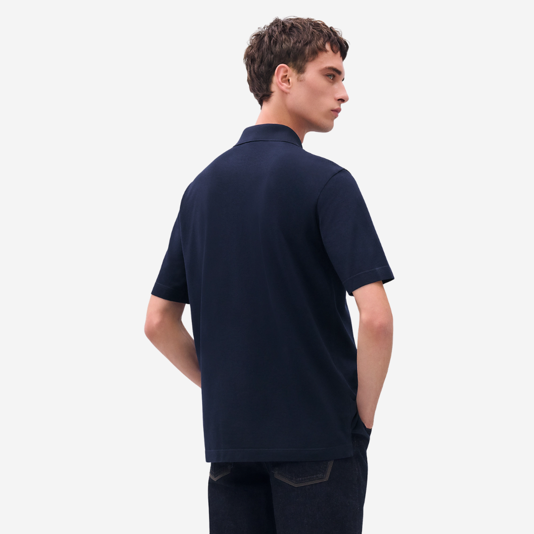 CLS H embroidered buttoned polo shirt Marine (2)