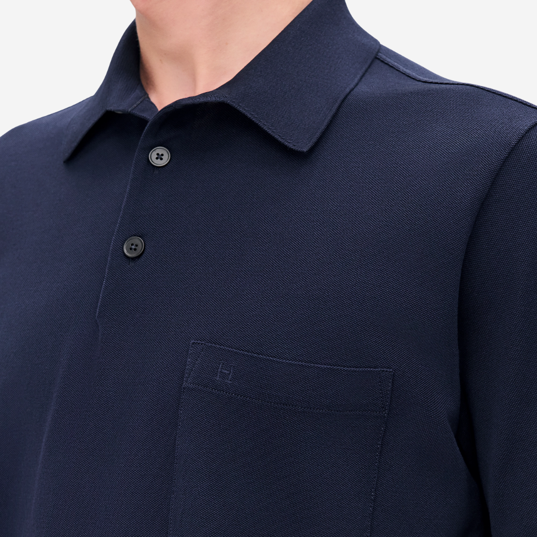 CLS H embroidered buttoned polo shirt Marine