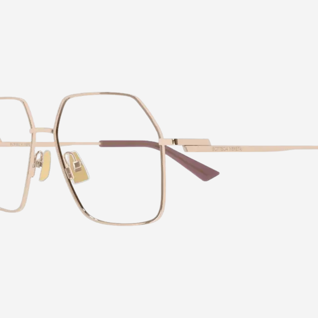 Bottega Veneta Square Metal Sunglasses Shiny Rose Gold