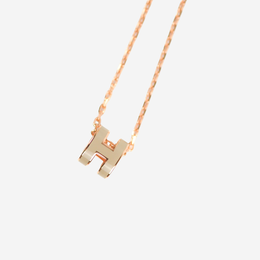 Mini Pop H pendant Necklace Marron Glace RGHW